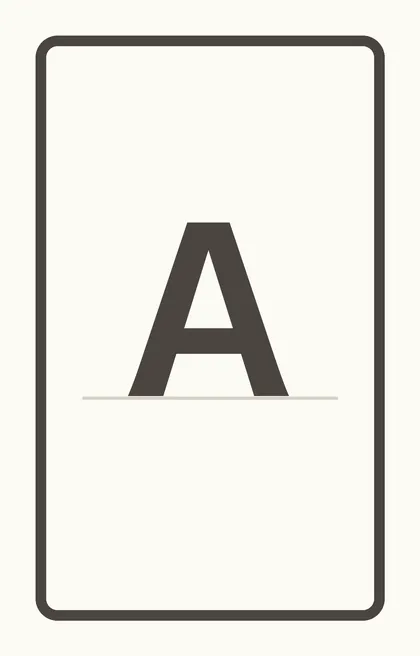 Sample card: uppercase A